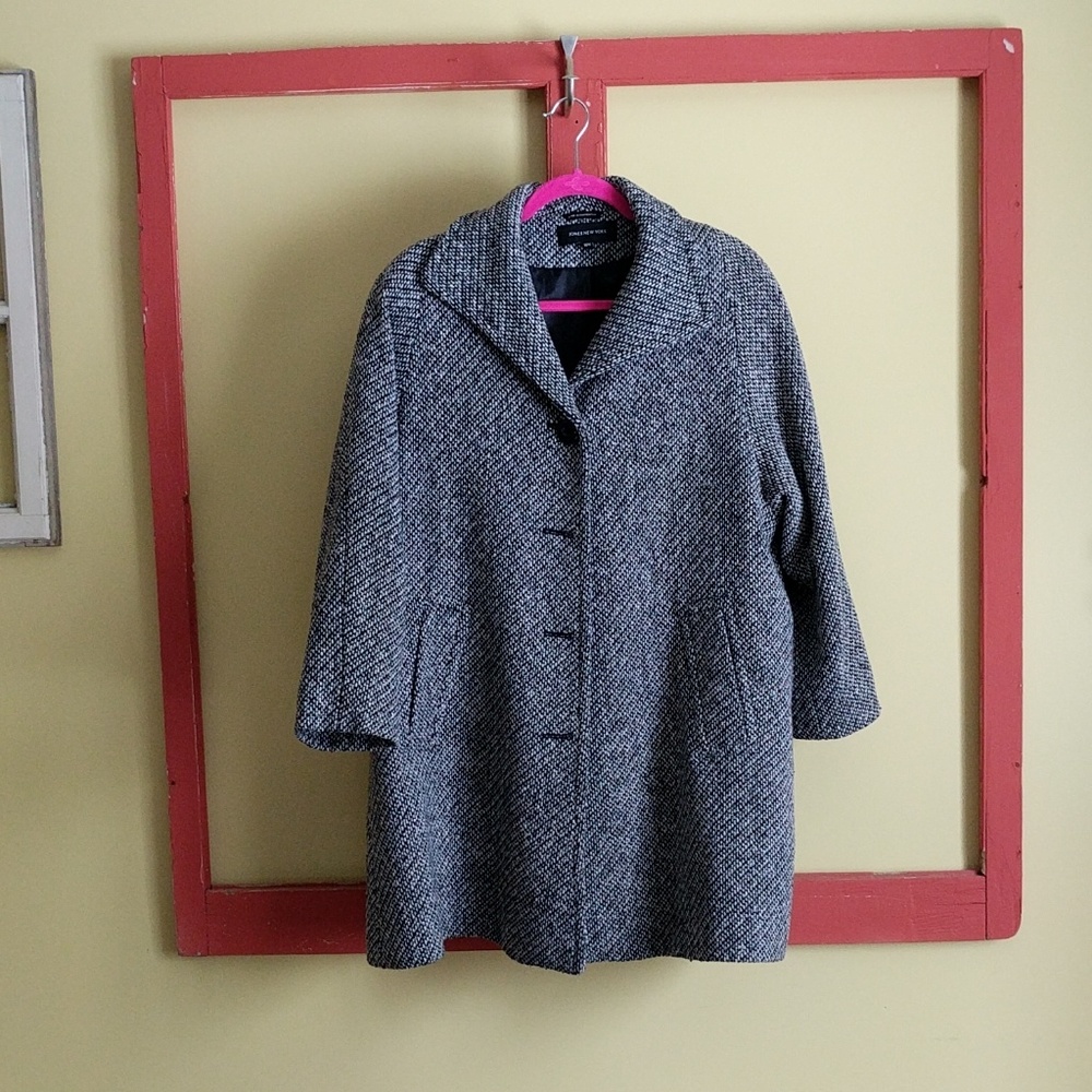 Jones New York Black / White Women's Swing Coat